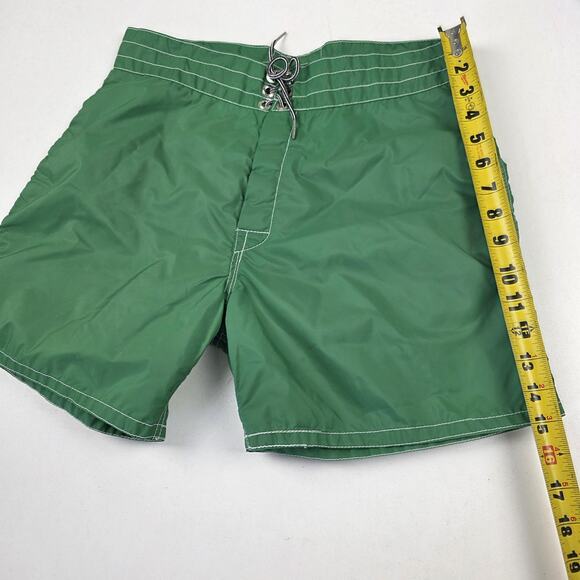 Birdwell Beach Britches Shorts Mens 30 Green Board Swim Trunks Lace Up Surf - Picture 4 of 9